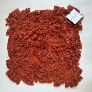 NWT THRO Rust Orange Fringe Pillow Cover 22X22